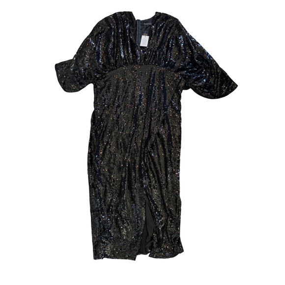 NWT Eloquii Women's Size 22 Black Sequin  Midi Dress Cocktail Party Sparkle - Picture 1 of 6